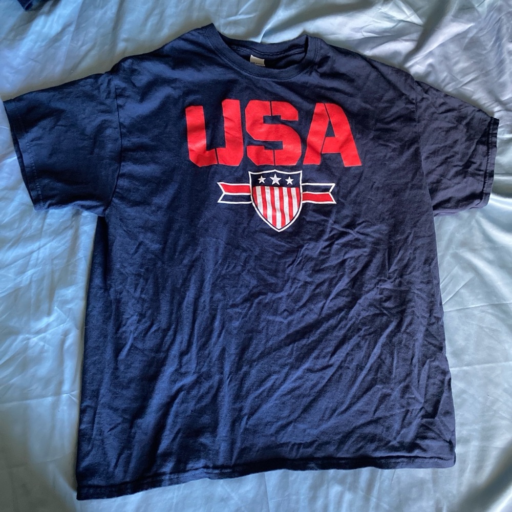 USA T-Shirt in Red & Navy